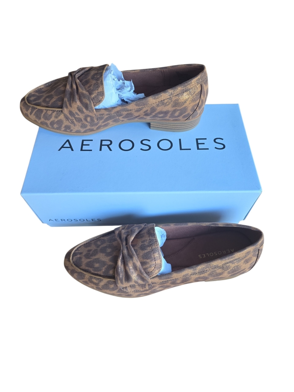 Aerosoles Women’s Brown Metallic Leopard Print Loafers